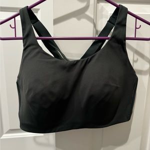 Lululemon High Energy Sports Bra, size 38 D, dark olive green color.